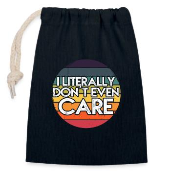 I Literally Cant Even Care - Closable cotton gift bag (14x20cm) - navy - Front