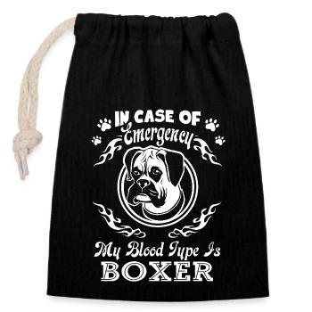 My Blood Type Is Boxer - Closable cotton gift bag (14x20cm) - black - Front