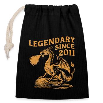 Legendary since 2011 Birthday Dragon Fantasy - Closable cotton gift bag (14x20cm) - black - Front