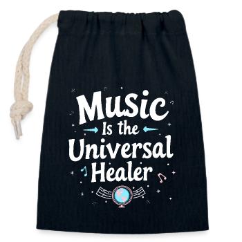 Musicothérapie, Guérison émotionnelle, Relaxation - Sac cadeau en coton avec cordon (14 x 20 cm) - bleu marine - Devant
