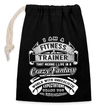 Fitness Trainer I Am A Fitness Trainer - Closable cotton gift bag (14x20cm) - black - Front