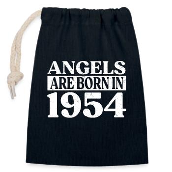Anges nés en 1954 Anniversaire - Sac cadeau en coton avec cordon (14 x 20 cm) - bleu marine - Devant