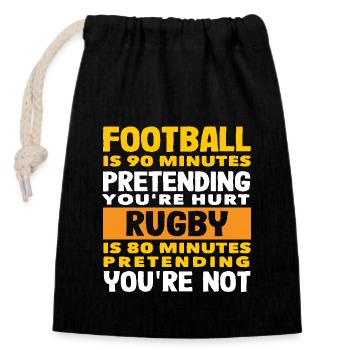Rugby Spieler 80 Minuten Spaß - Verschließbarer Geschenkbeutel aus Baumwolle (14x20cm) - Schwarz - Vorne