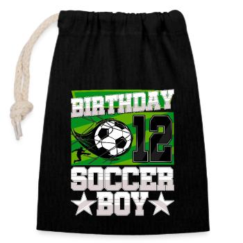 12th birthday Boy Soccer 12 Years Old Gifts - Closable cotton gift bag (14x20cm) - black - Front