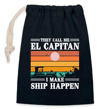 El Capitan Sunset Boat Adventure - Sac cadeau en coton avec cordon (14 x 20 cm) - bleu marine - Devant
