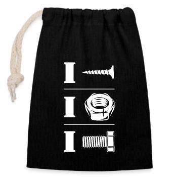 Vis écrou boulon Humorous Craftsman - Sac cadeau en coton avec cordon (14 x 20 cm) - noir - Devant