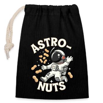 Astro Nuts Astronaut Nüsse für einen Astronauten - Verschließbarer Geschenkbeutel aus Baumwolle (14x20cm) - Schwarz - Vorne
