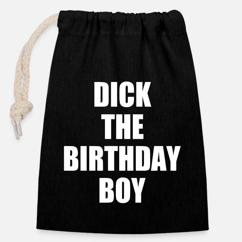 dick the birthday boy - Verschließbarer Geschenkbeutel aus Baumwolle (14x20cm) - Schwarz