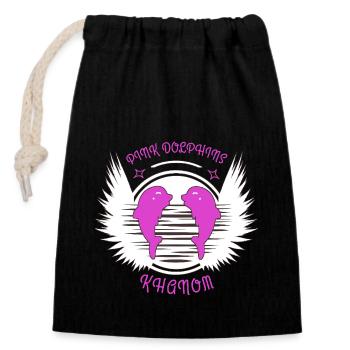Pink Dolphin Thailand Asia - Closable cotton gift bag (14x20cm) - black - Front