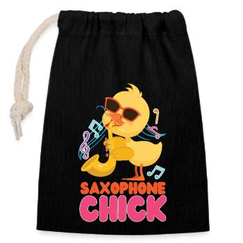 Saxophones Girl Chicken Saxophones - Closable cotton gift bag (14x20cm) - black - Front