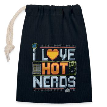I Love Hot Nerds 17 - Verschließbarer Geschenkbeutel aus Baumwolle (14x20cm) - Navy - Vorne