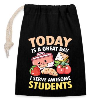 Today Is A Great Day I Serve Awesome - Closable cotton gift bag (14x20cm) - black - Front