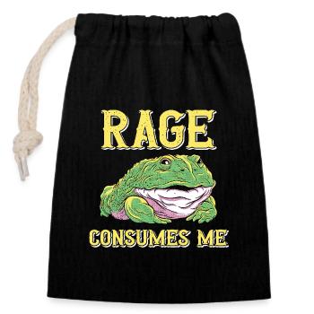 Anger Consumes Me Frog Humor Cartoon - Closable cotton gift bag (14x20cm) - black - Front