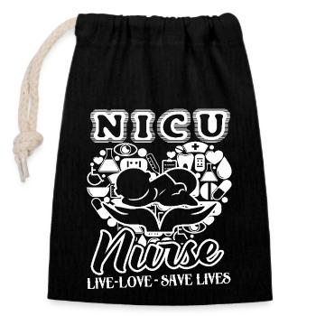 Nicu Nurse Live Love Save Lives - Closable cotton gift bag (14x20cm) - black - Front