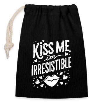 Embrasse-moi, je suis irrésistible - Sac cadeau en coton avec cordon (14 x 20 cm) - noir - Devant