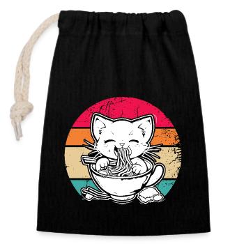 Anime Ramen Nourriture Drôle Cadeau Design - Sac cadeau en coton avec cordon (14 x 20 cm) - noir - Devant