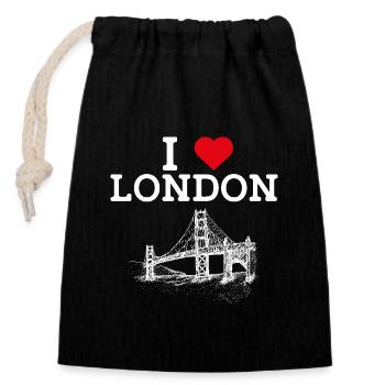 J’aime Londres Golden Gate Bridge France Paris Amour - Sac cadeau en coton avec cordon (14 x 20 cm) - noir - Devant