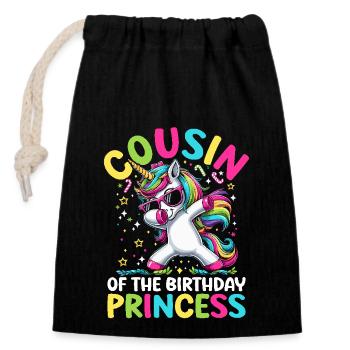Cousin De La Princesse D’anniversaire Doublage Licorne - Sac cadeau en coton avec cordon (14 x 20 cm) - noir - Devant