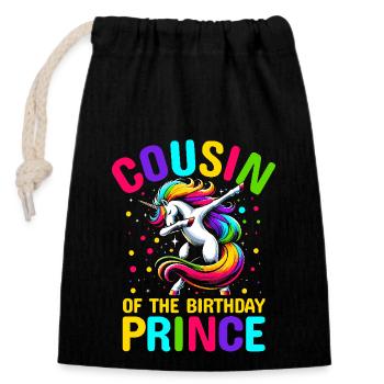 Cousin Du Prince D’anniversaire Doublage Licorne - Sac cadeau en coton avec cordon (14 x 20 cm) - noir - Devant