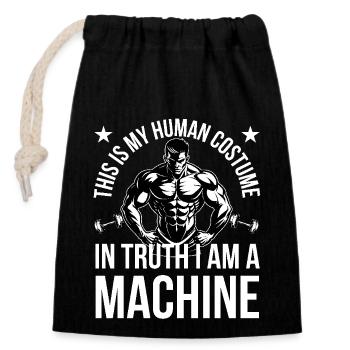 C’est mon costume humain, je suis une machine Cadeau - Sac cadeau en coton avec cordon (14 x 20 cm) - noir - Devant