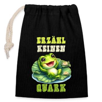 Froschkostüm ERZÄHL KEINEN QUARK Lustiges - Verschließbarer Geschenkbeutel aus Baumwolle (14x20cm) - Schwarz - Vorne
