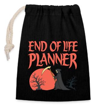 END OF LIFE PLANNER - Closable cotton gift bag (14x20cm) - black - Front