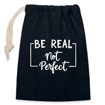 Être réel Motiv Inspiration Confiance en soi - Sac cadeau en coton avec cordon (14 x 20 cm) - bleu marine - Devant