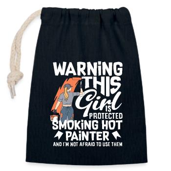 Attention This Girl Hot Painter - Closable cotton gift bag (14x20cm) - navy - Front