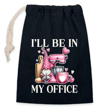 Je suis dans mon bureau : Aimer la cuisine avec Gnome - Sac cadeau en coton avec cordon (14 x 20 cm) - bleu marine - Devant