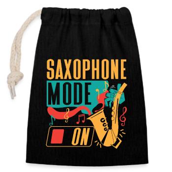 Saxophone Saxophone Mode On - Closable cotton gift bag (14x20cm) - black - Front