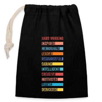 Motivational Words Typography Design Motivational - Closable cotton gift bag (14x20cm) - black - Front