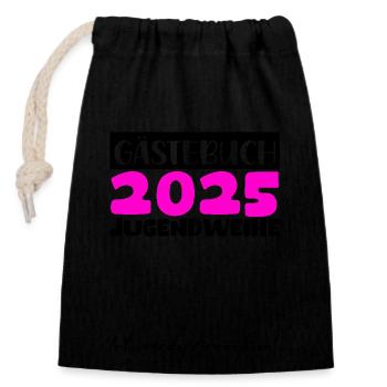 Jugendweihe 2025 Gästebuch Geschenk Mädchen Jungen - Verschließbarer Geschenkbeutel aus Baumwolle (14x20cm) - Schwarz - Vorne