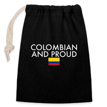 Colombian And Proud Kolumbien Kolumbianisch Flagge - Verschließbarer Geschenkbeutel aus Baumwolle (14x20cm) - Schwarz - Vorne