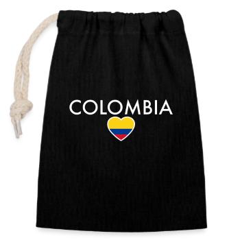 Colombia Kolumbien Kolumbianische Flagge - Verschließbarer Geschenkbeutel aus Baumwolle (14x20cm) - Schwarz - Vorne