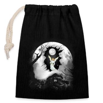 Ange Spirituel Gardien Ange Nature Céleste - Sac cadeau en coton avec cordon (14 x 20 cm) - noir - Devant