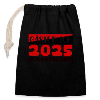 Jugendweihe 2025 Gästebuch Geschenk Mädchen Jungen - Verschließbarer Geschenkbeutel aus Baumwolle (14x20cm) - Schwarz - Vorne