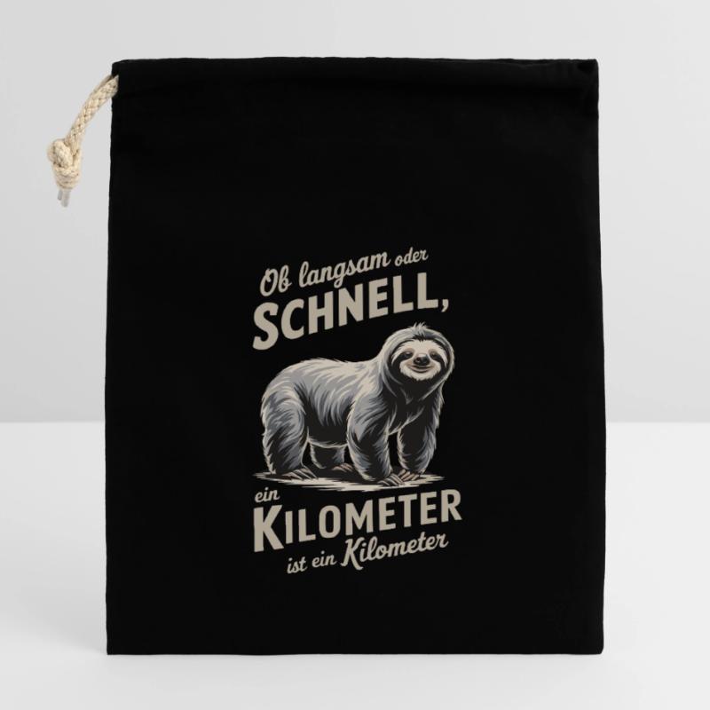 Egal ob langsam oder schnell, Verschließbarer Geschenkbeutel aus Baumwolle (14x20cm)