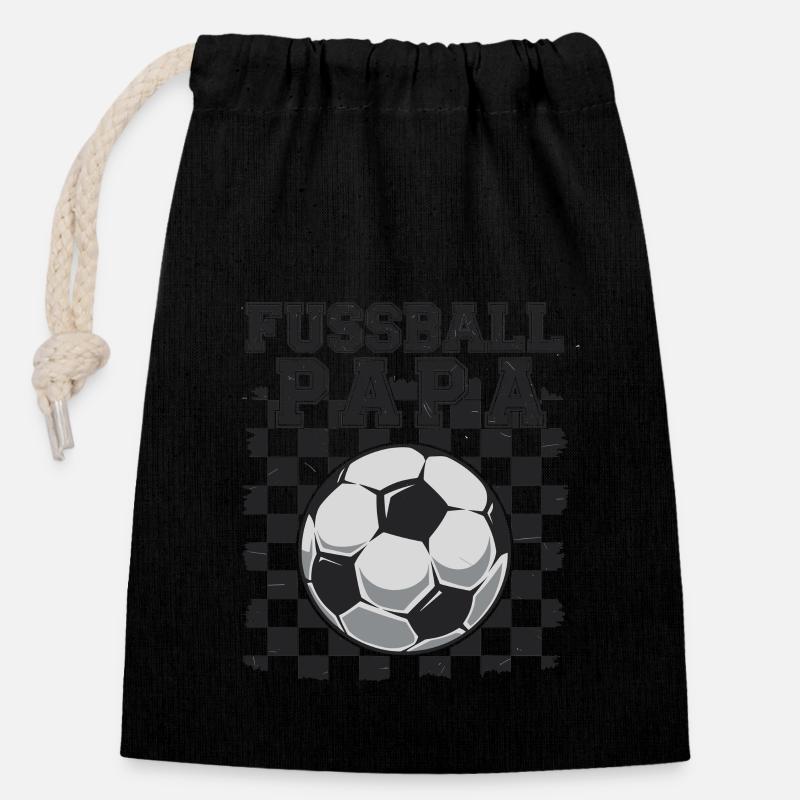 Fussball Papa - Verschließbarer Geschenkbeutel aus Baumwolle (14x20cm) - Schwarz