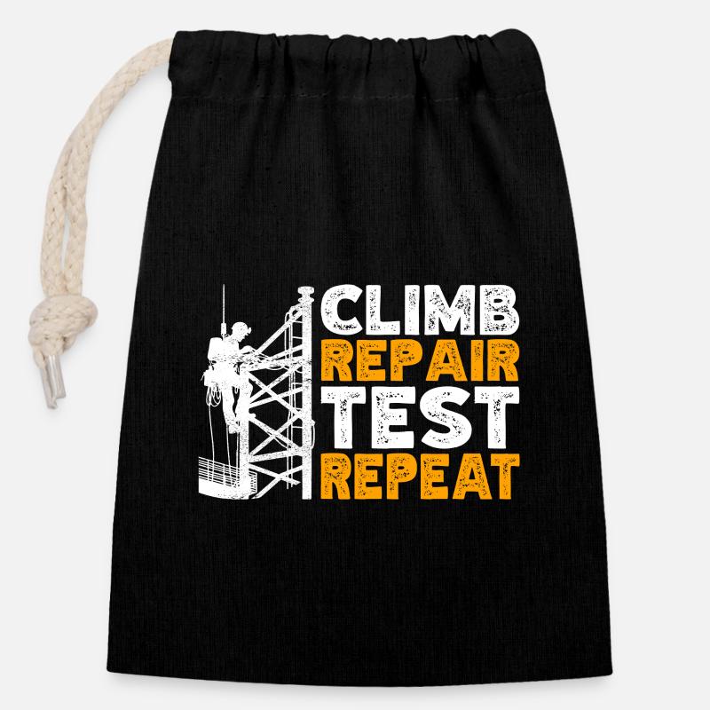 Grimpeurs industriels Tours Grimpeurs industriels - Sac cadeau en coton avec cordon (14 x 20 cm) - noir