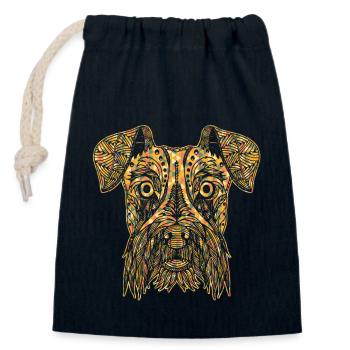 Schnauzer Geometric - Closable cotton gift bag (14x20cm) - navy - Front