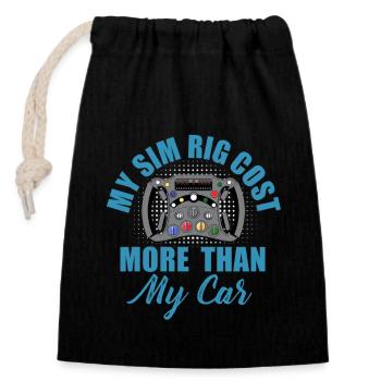 Simracer Esports Enthusiast Sim Racing - Closable cotton gift bag (14x20cm) - black - Front