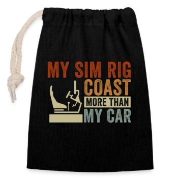 Simracer Esports Enthusiast Sim Racing - Closable cotton gift bag (14x20cm) - black - Front