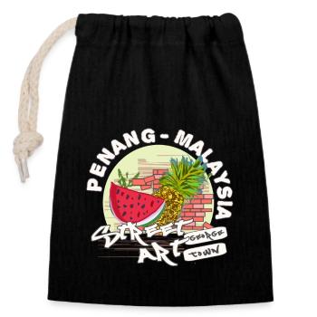 Penang Reisender Asian - Verschließbarer Geschenkbeutel aus Baumwolle (14x20cm) - Schwarz - Vorne