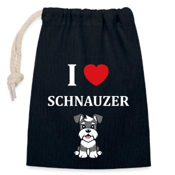 Schnauzer - Sac cadeau en coton avec cordon (14 x 20 cm) - bleu marine - Devant