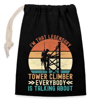 Industriekletterer Tower Climber Industrieklettern - Verschließbarer Geschenkbeutel aus Baumwolle (14x20cm) - Schwarz - Vorne