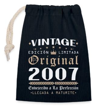 18 Jahre 2007 Vintage Geburtstagsgeschenk - Verschließbarer Geschenkbeutel aus Baumwolle (14x20cm) - Navy - Vorne