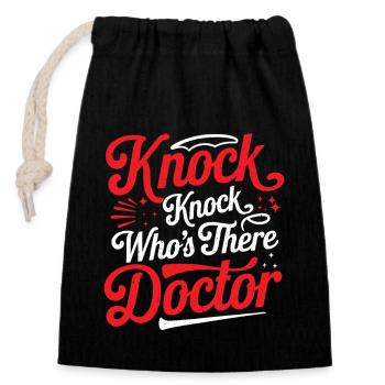 Knock Knock Who's There Doctor 50 - Verschließbarer Geschenkbeutel aus Baumwolle (14x20cm) - Schwarz - Vorne