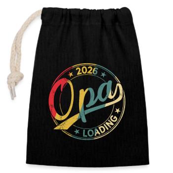 Papi 2026 Chargement Papy en devenir 2026 - Sac cadeau en coton avec cordon (14 x 20 cm) - noir - Devant