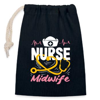Conception d’infirmière sage-femme - Sac cadeau en coton avec cordon (14 x 20 cm) - bleu marine - Devant