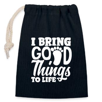 Midwife brings good things to life - Closable cotton gift bag (14x20cm) - navy - Front